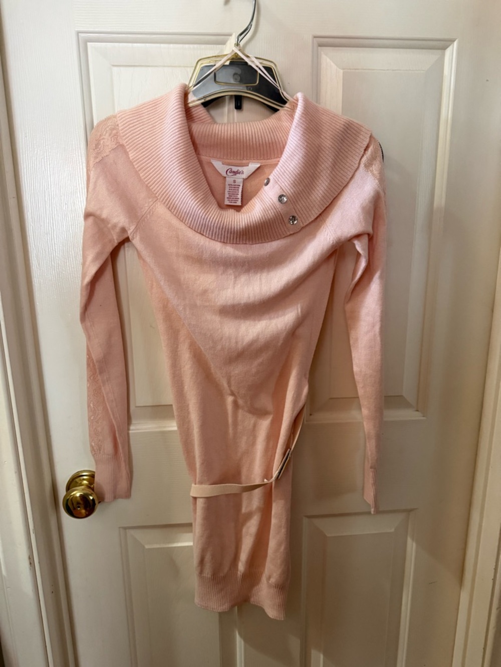 Candie's Light Pink Cowl Neck Sweater Dress NWT S
